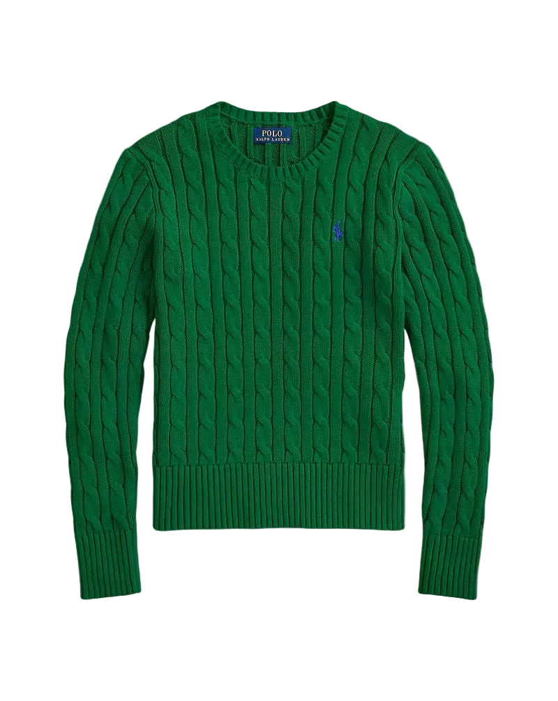 (Pre-Order) Cable-Knit Cotton Sweater Athletic Green