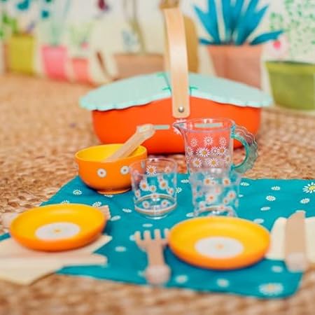 (Pre-Order) Djeco Picnic Play Set - Basket, Blanket, Pitcher, Glasses & Place Settings