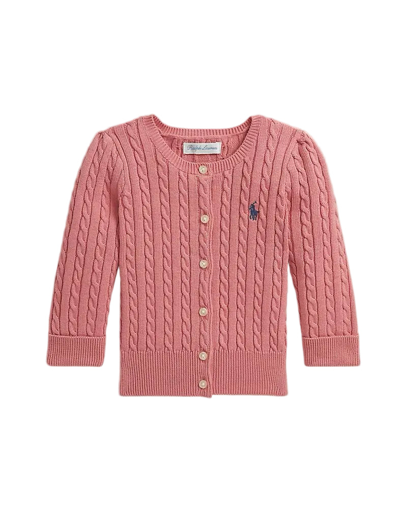 (Pre-Order) Ralph Lauren Mini-Faded Peony Cable Cotton Cardigan