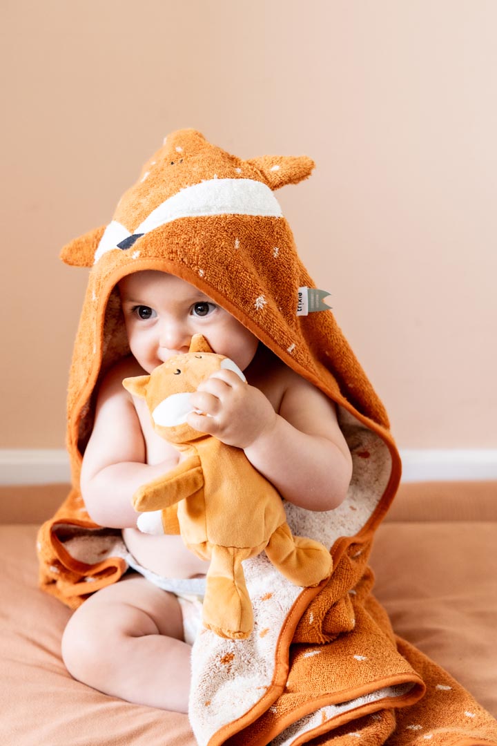 (Pre-Order) SALE Trixie Hooded bath towel | 75x75cm - Mr. Fox
