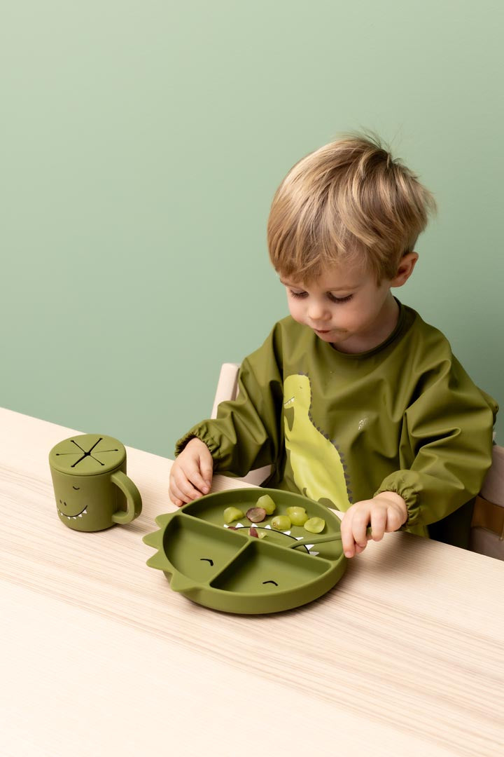 (Pre-Order) SALE Trixie Water-repellent bib with sleeves - Mr. Dino