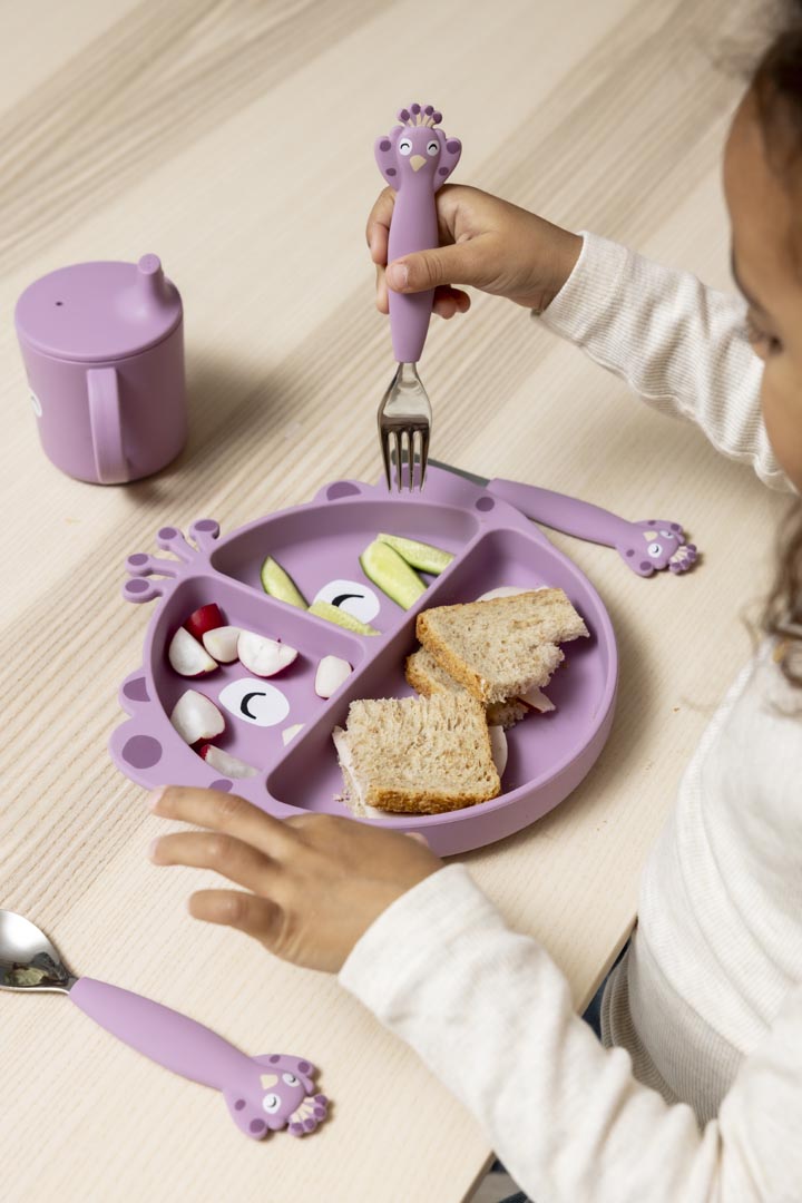 (Pre-Order) SALE Trixie Children's cutlery set made of stainless steel and silicone, 3-piece - Mrs. Peacock