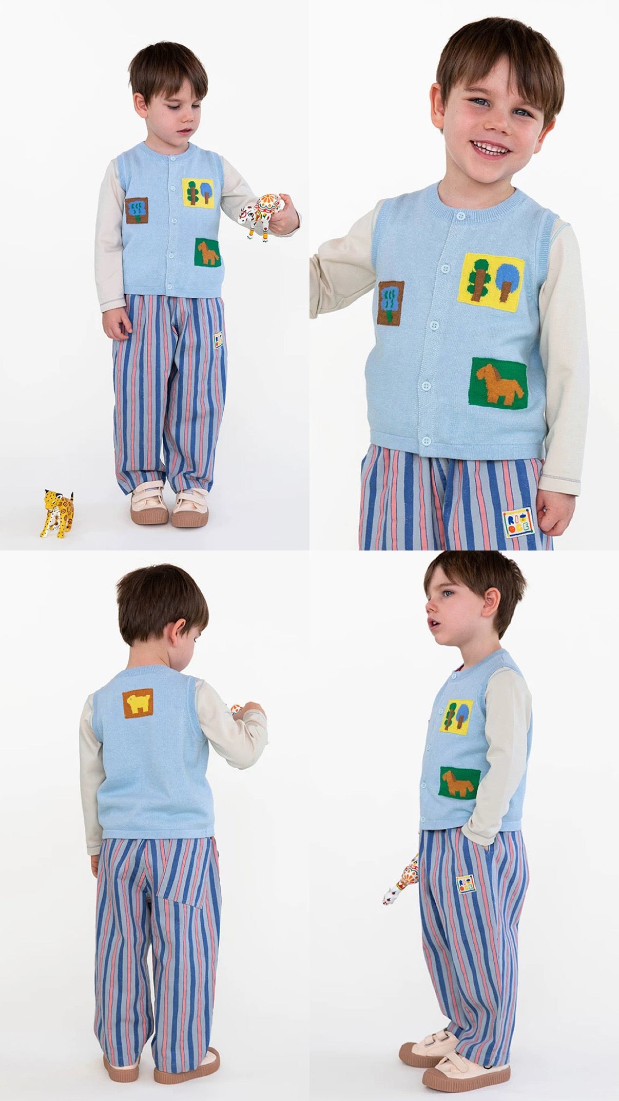 (PREORDER) Rice & Sky Colorful Knit Vest - Blue