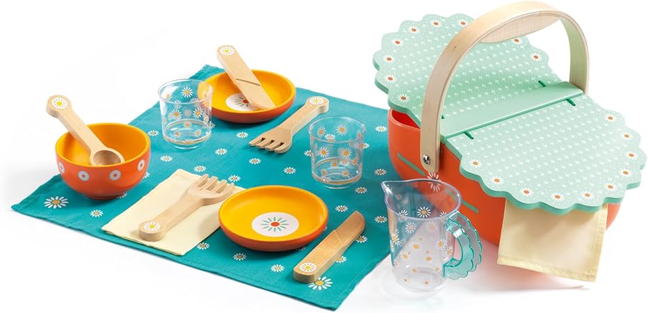 (Pre-Order) Djeco Picnic Play Set - Basket, Blanket, Pitcher, Glasses & Place Settings