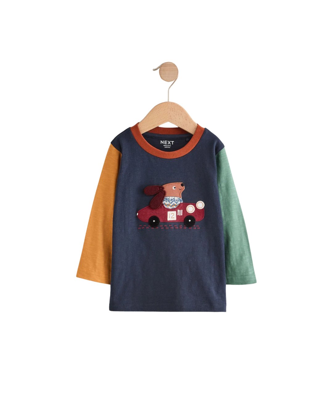 (Pre-Order) Navy Hotchpotch Dog Car Long Sleeve Appliqué T-Shirt