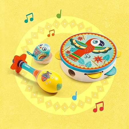 (Pre-Order) Djeco Animambo Tambourine, Maraca, Castanet Music Instrument Set