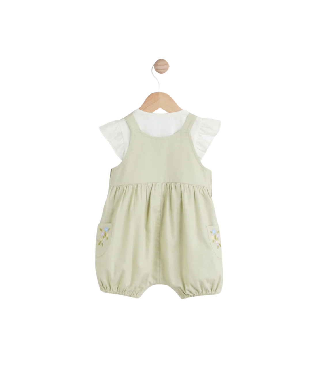 (Pre-Order) Next Sage Green Embroidered Floral Short Sleeve 100% Cotton