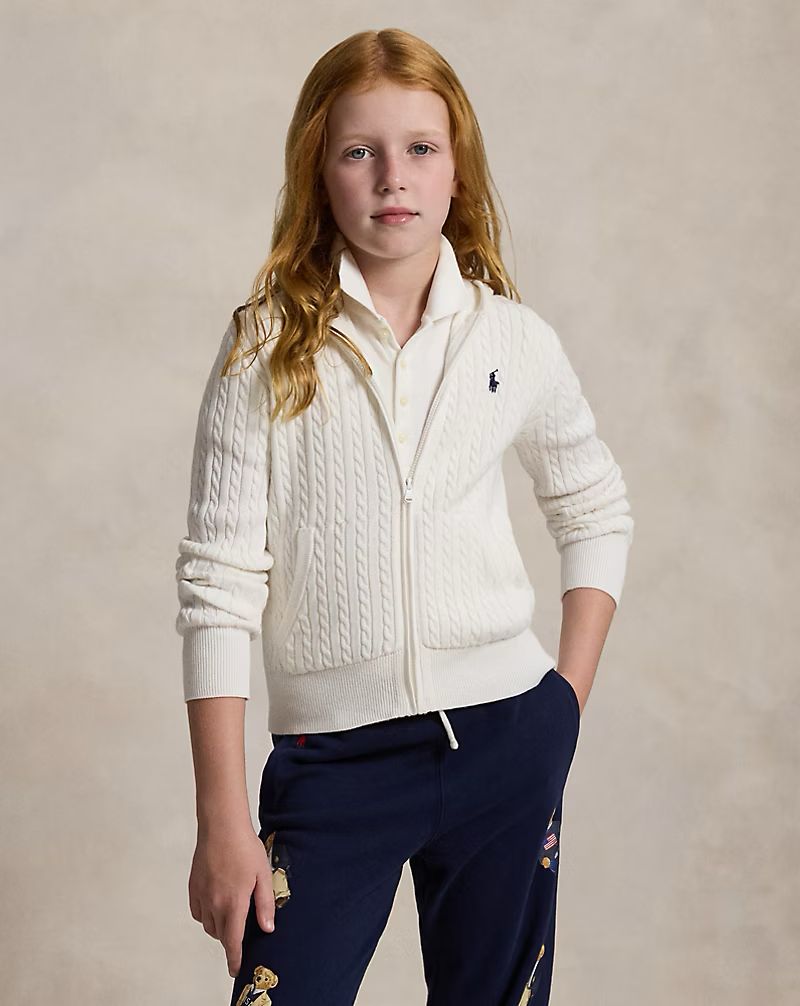 (Pre-Order) Ralph Lauren Mini-Cable Cotton Full-Zip Hoodie