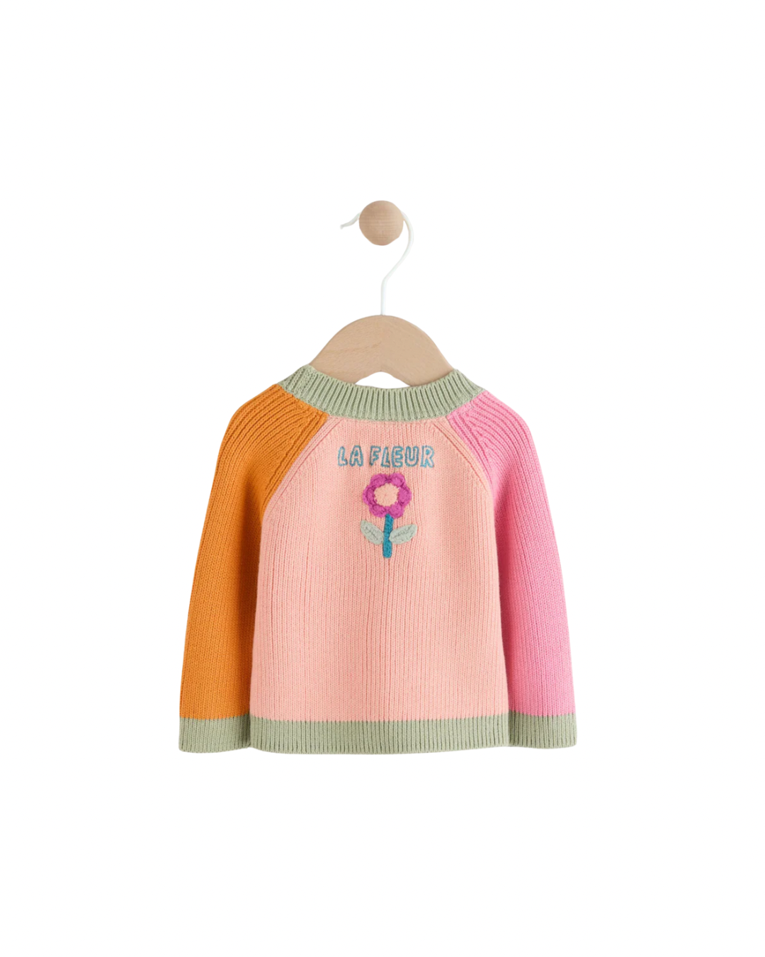 (Pre-Order) Bright Colour Block Embroidered Baby Cardigan