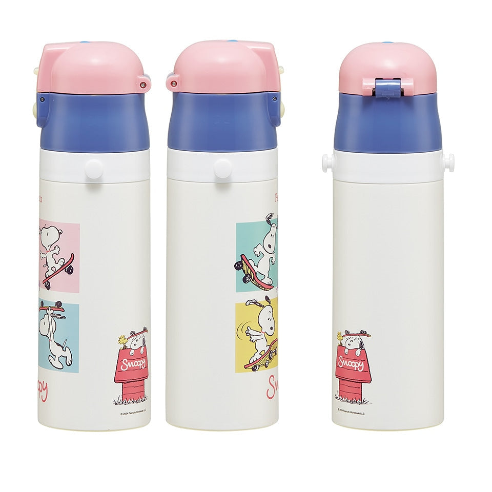 (Pre-Order) Skater Ultra-lightweight stainless steel bottle, 470ml, Snoopy skateboard