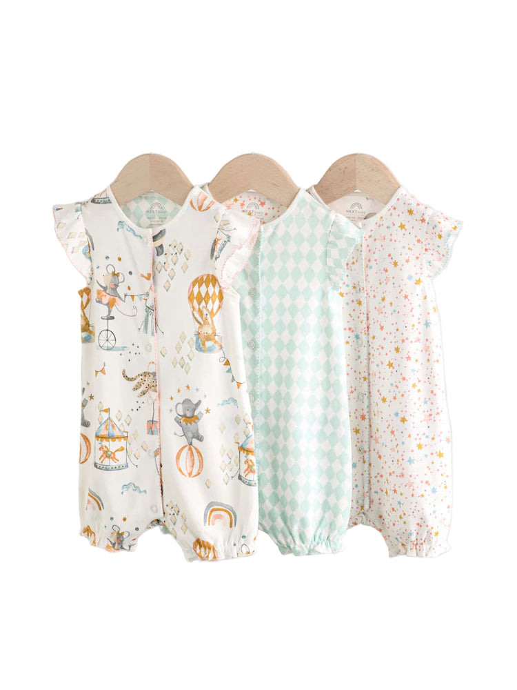 (Pre-Order) Multi Pastel Animal Print Baby 100% Cotton Romper