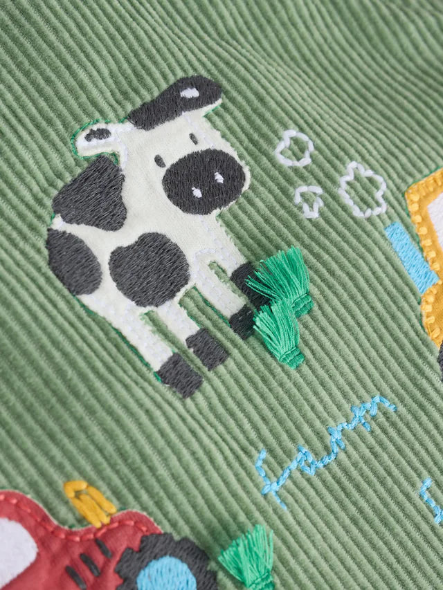 (Pre-Order) Next Green Farm Cord Dungarees and Bodysuit Baby Set