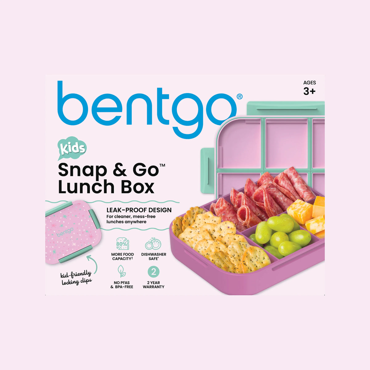 (Pre-Order) Bentgo Kids Snap & Go Lunch Box Starry Sprinkle Pink