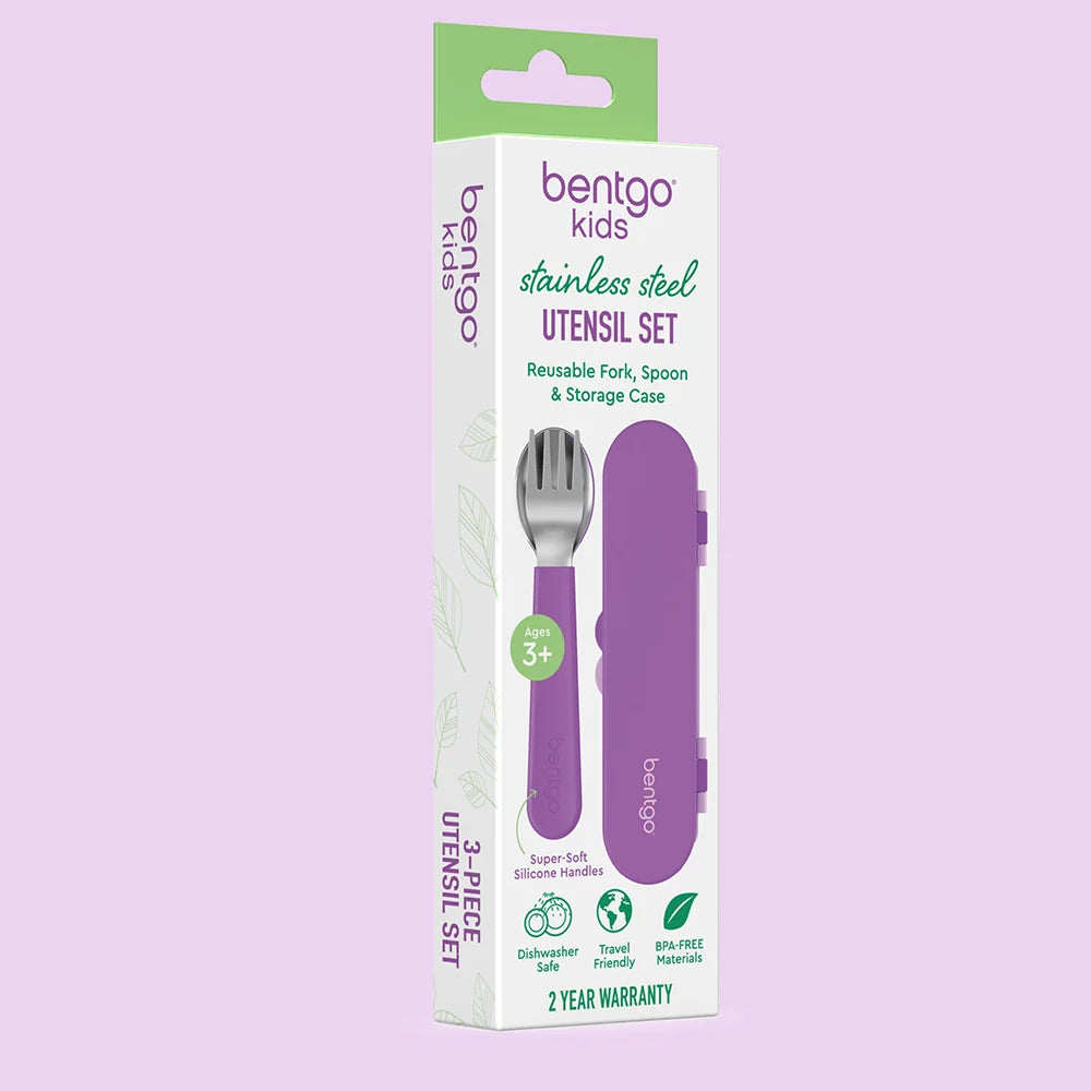 (Pre-Order) Bentgo Kids Stainless Steel Utensil Set Purple