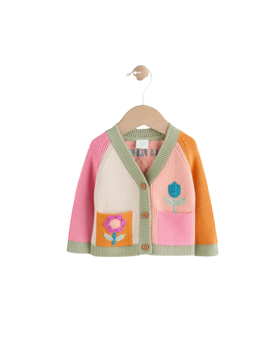 (Pre-Order) Bright Colour Block Embroidered Baby Cardigan