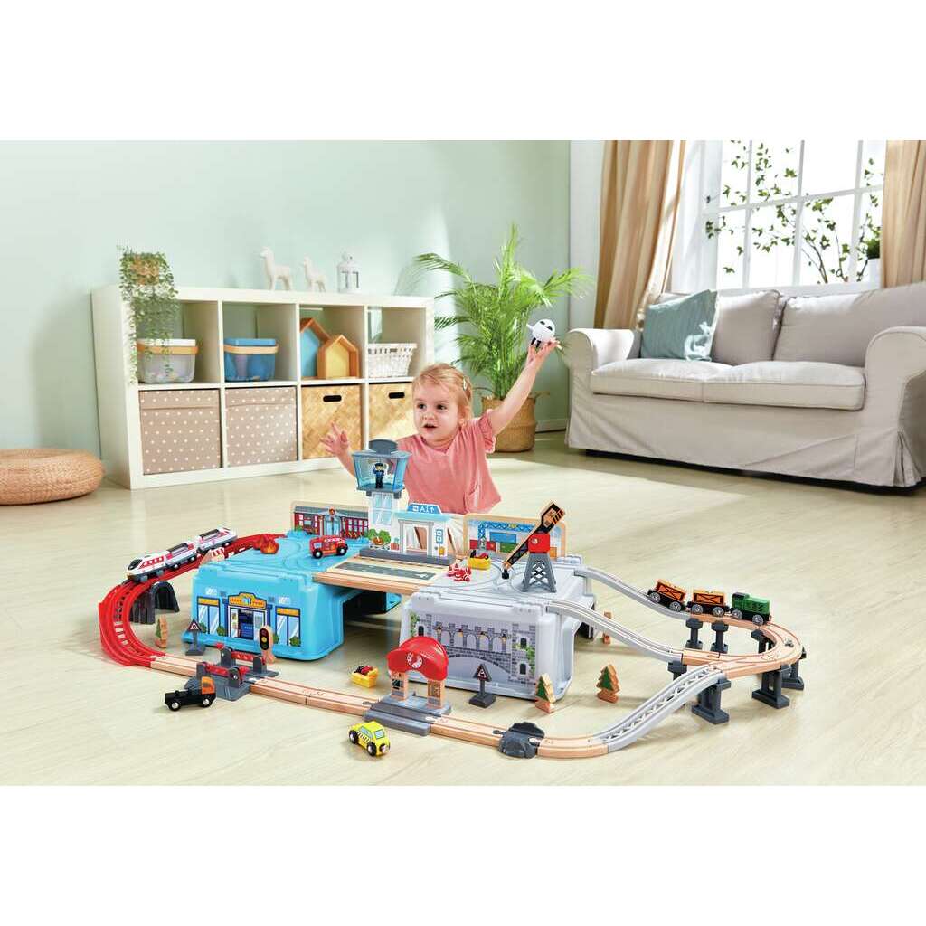 (Pre-Order) Hape Mega Metropolis Train Bucket Set