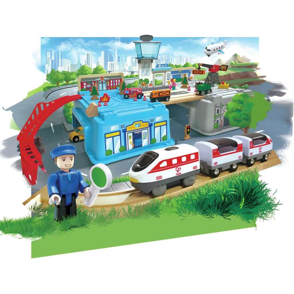 (Pre-Order) Hape Mega Metropolis Train Bucket Set