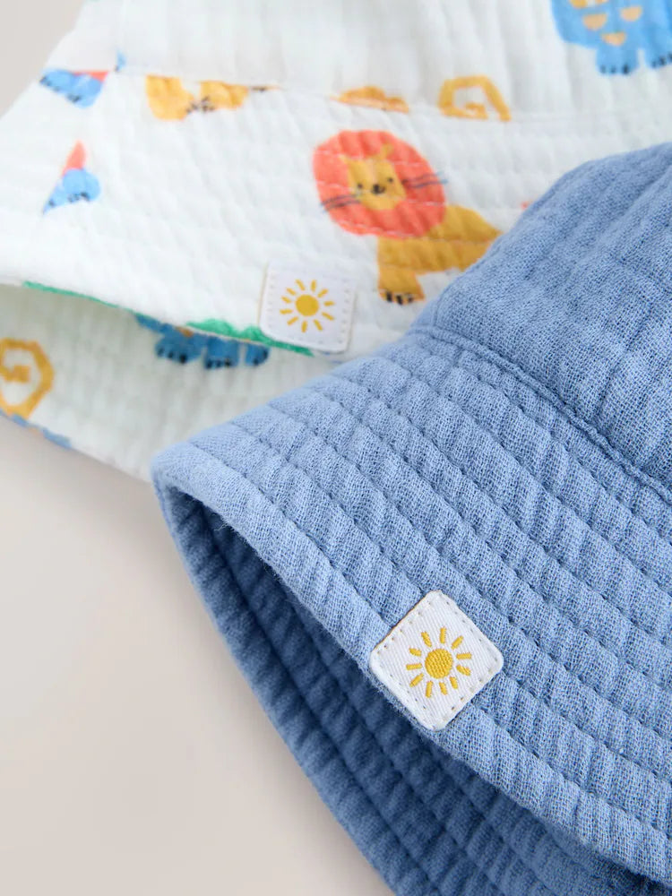 (Pre-Order) Blue Colbalt Baby Bucket Hats 2 Pack (0mths-2yrs)