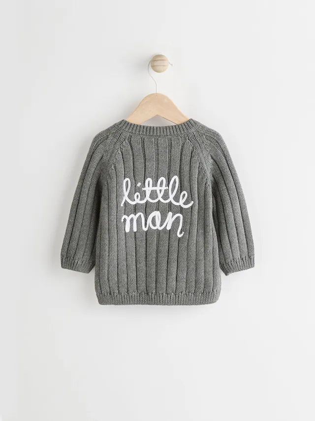 (Pre-Order) Next Grey Little Man 100% Cotton Cardigan