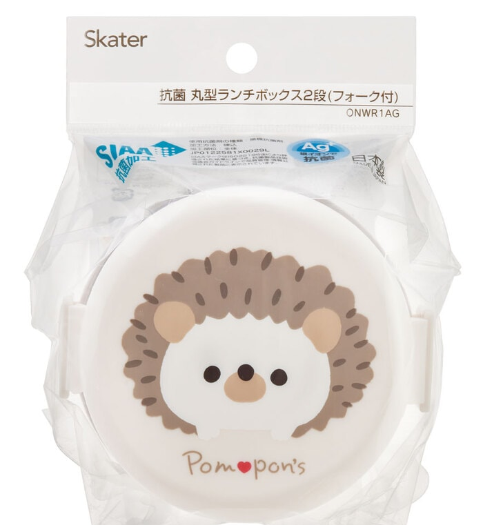 (Pre-Order) Skater Antibacterial Round Lunch Box 2 Tiers/500ml Pompon's Hedgehog