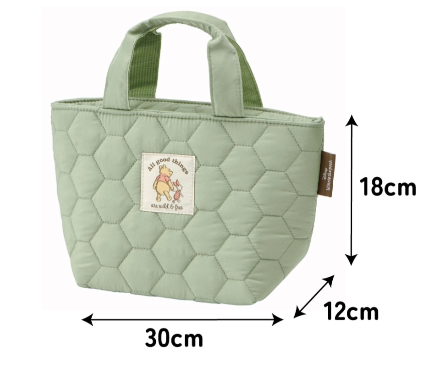 (Pre-Order) Skater Lunch Bag Quilted Fabric Warm Cold Insulation Lunch Bag Winnie the Pooh