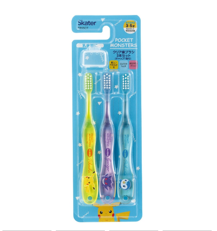 (Pre-Order) Skater Clear, kindergarten toothbrush set of 3 perfect for boys and toddlers