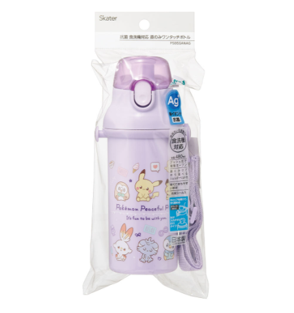 (Pre-Order) Skater Children's Direct Drinking Plastic Water Bottle, 480ml, PokePeace