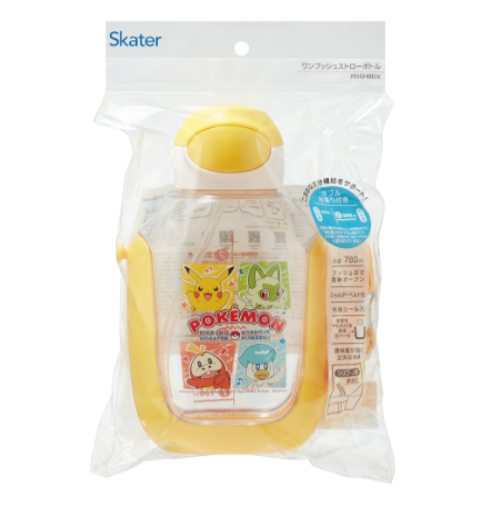 (Pre-Order) Skater One-push straw water bottle, 780ml Pokémon Pikachu