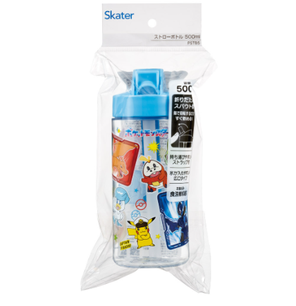 (Pre-Order) Skater 500ml Clear Water Bottle with Spout and Straw Pokémon 24 Years