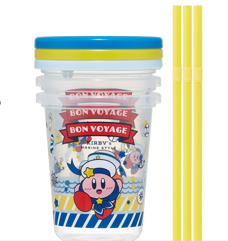 (Pre-Order) Skater Tumbler with straw 320ml/set of 3 Kirby Voyage