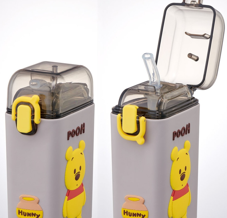 (Pre-Order) Skater Square Straw Bottle Water Bottle One Push 450ml Kids Kids Character Winnie the Pooh