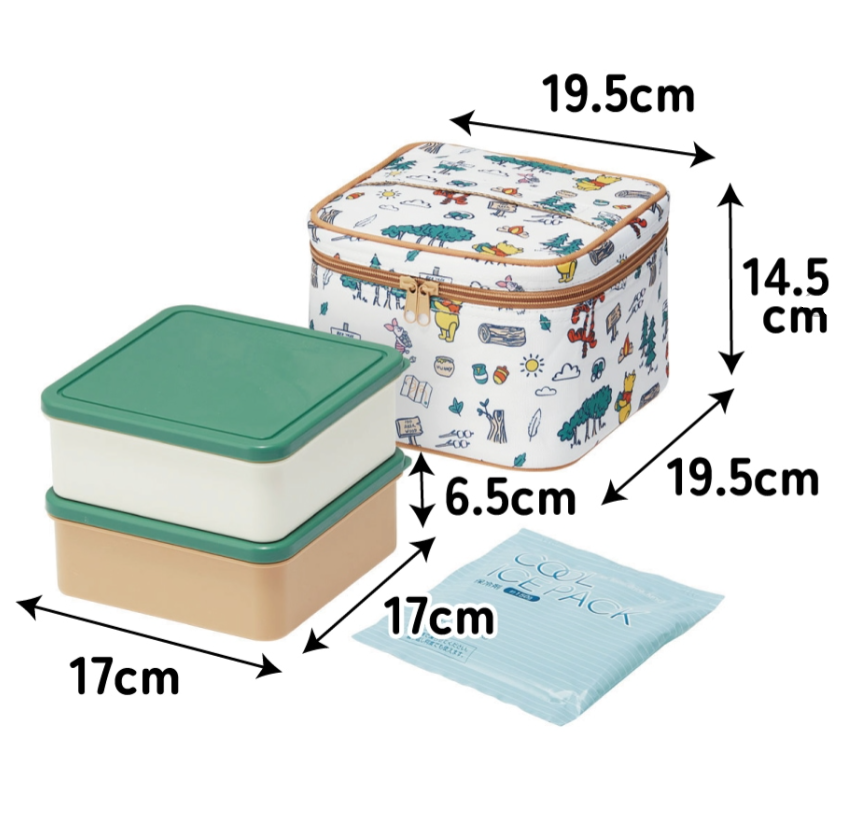 (Pre-Order) Skater Picnic Lunch Box, Family Size, Winnie the Pooh, with Ice Pack and Bag, Skater