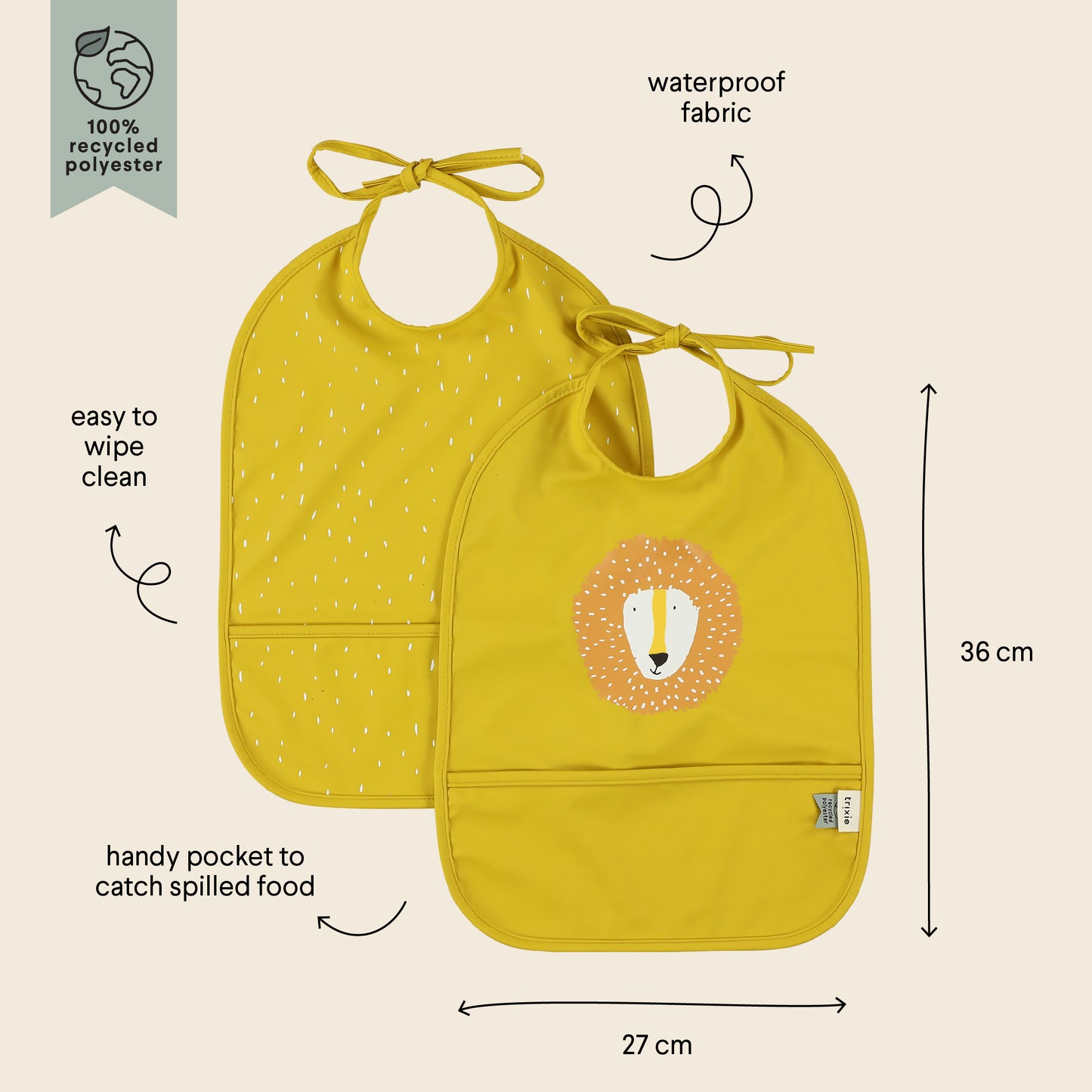 (Pre-Order) SALE Trixie Water-repellent bibs, 2-pack - Mr. Lion
