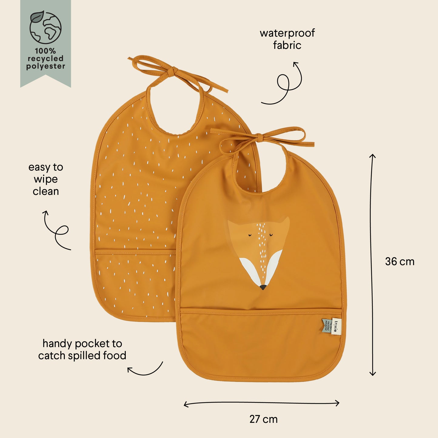 (Pre-Order) SALE Trixie Water-repellent bibs, 2-pack - Mr. Fox