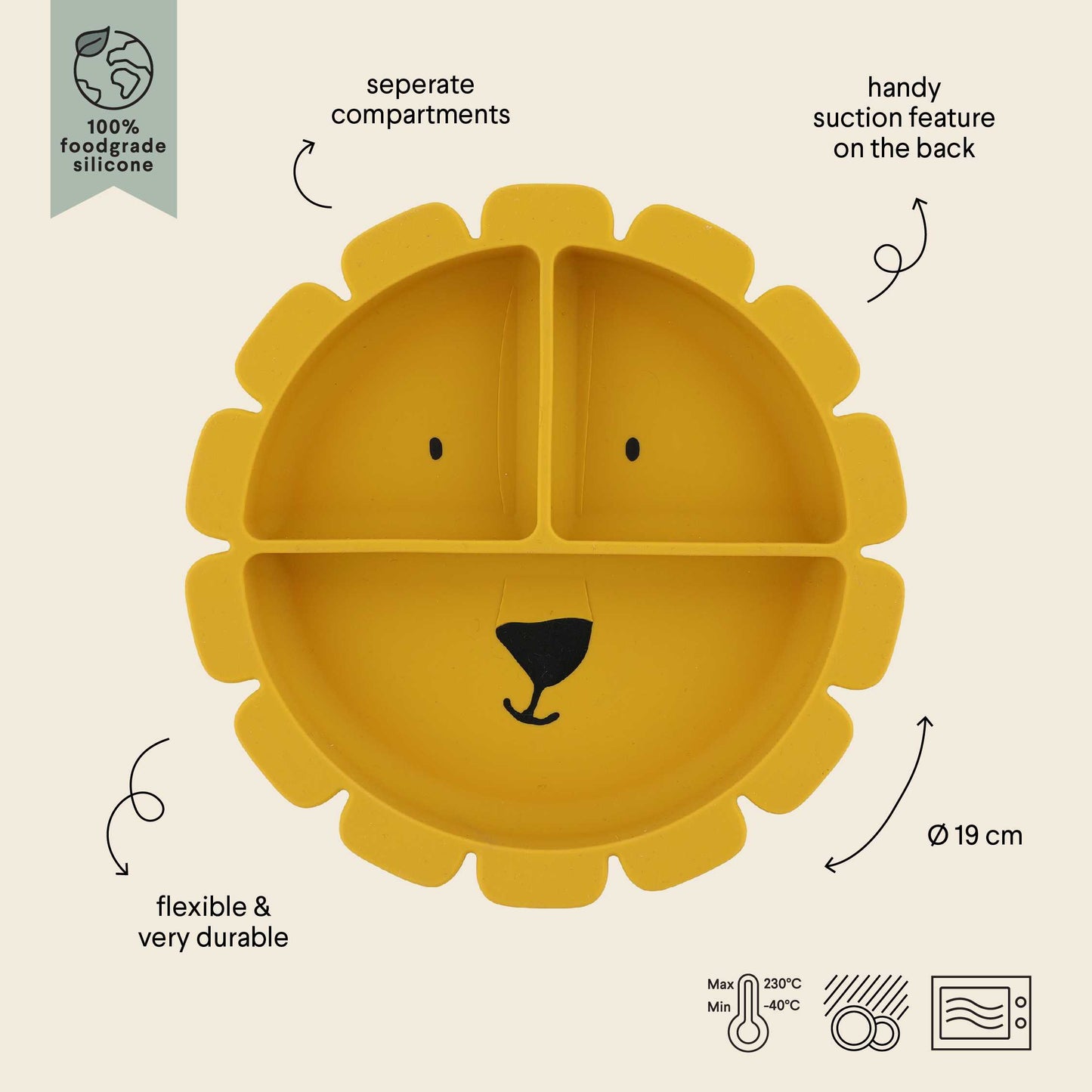 (Pre-Order) SALE Trixie Silicone feeding plate with suction cup - Mr. Lion