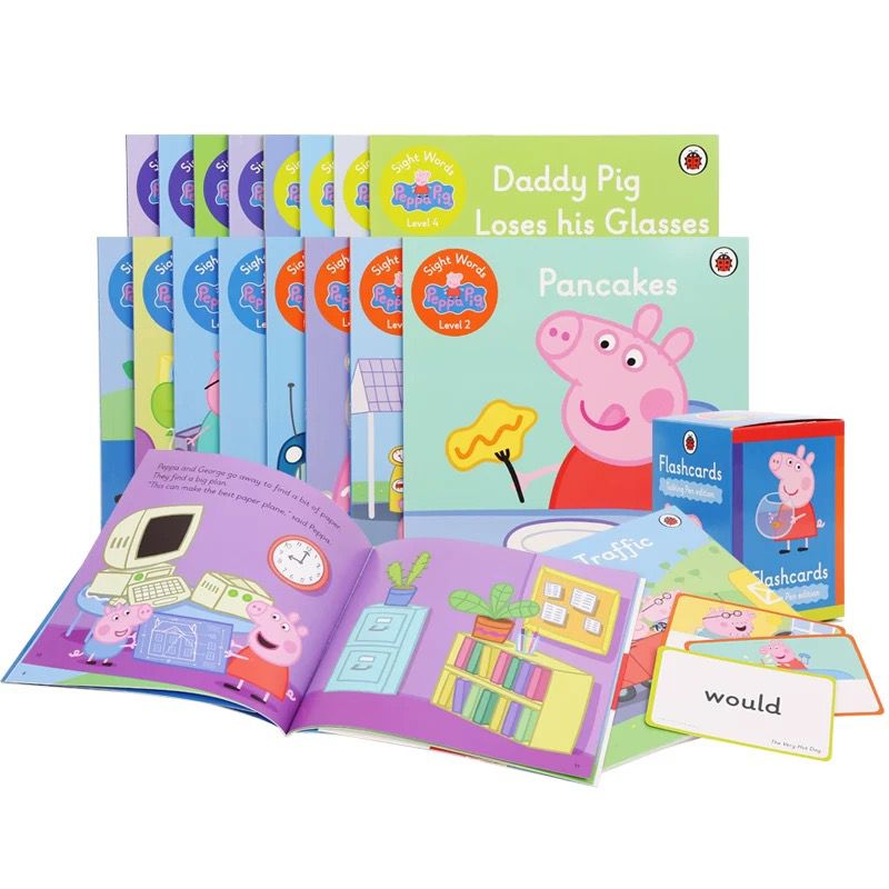 (Pre-Order) Caterpillar Little Bean Full English Peppa Pig Set of 20 Books (Paperback) + Flashcards