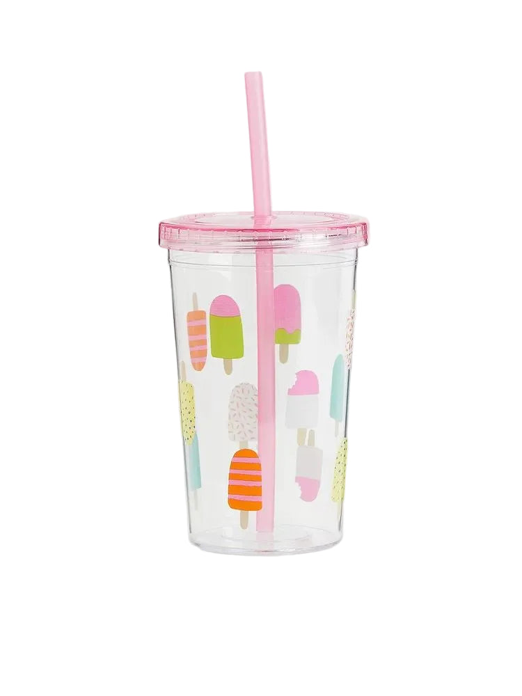 (Pre-Order) H&M Home Plastic Tumblr with Straw Ice Cream
