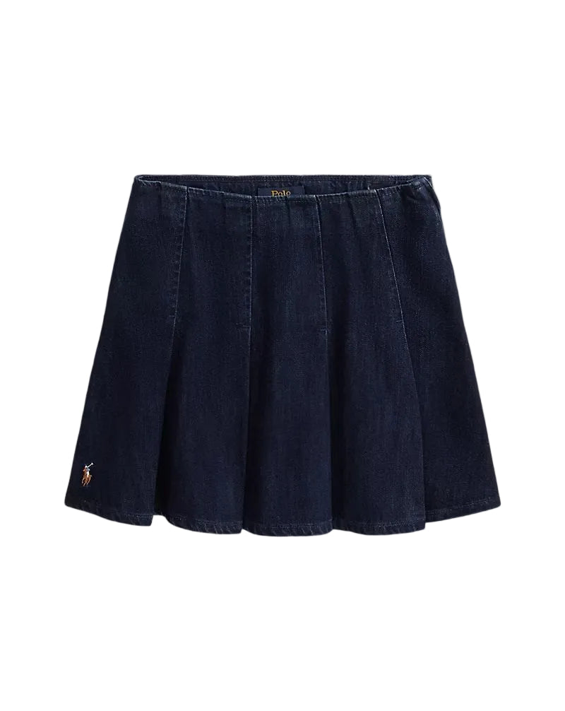 (Pre-Order) Ralph Lauren Pleated Cotton Denim Skirt