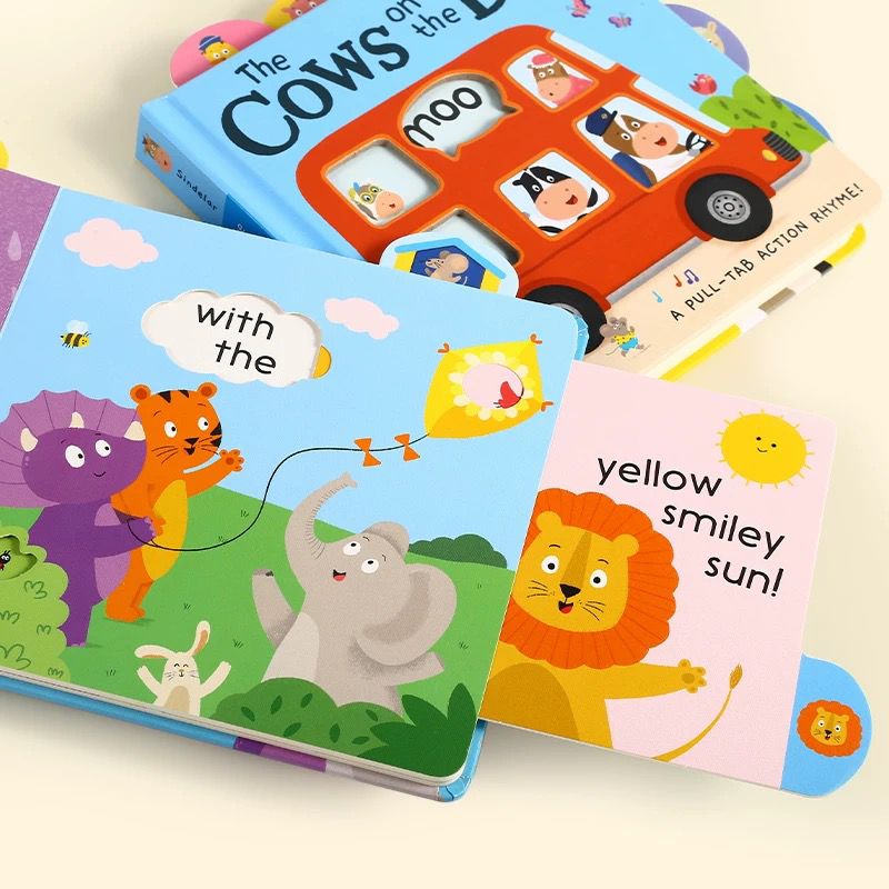 (Pre-Order) Caterpillar Little Bean Full English Incy Wincy Dinosaurs & Cow on the Bus Set of 2 Pull Along Books