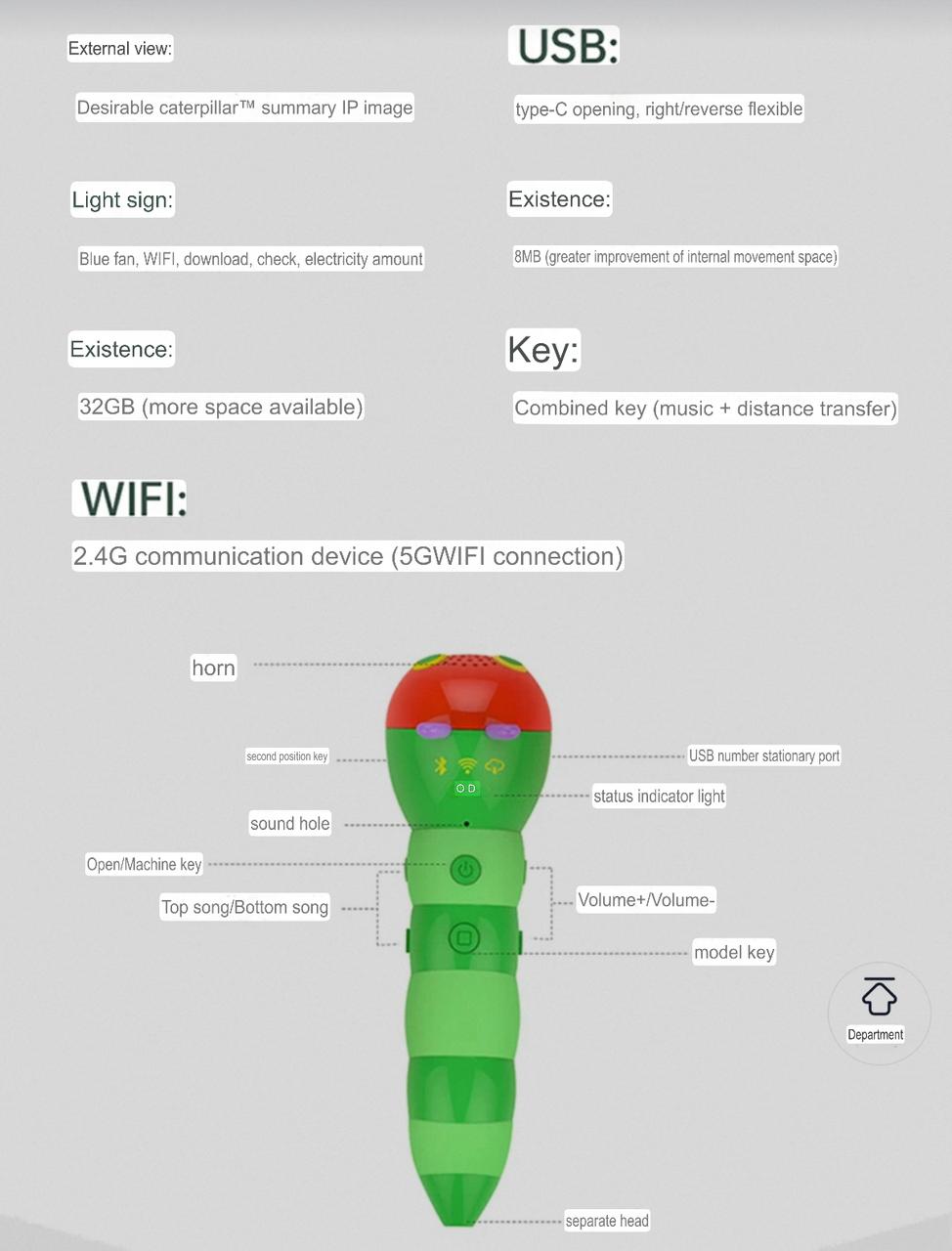 (Pre-Order) Little Bean Caterpillar Talking Pen