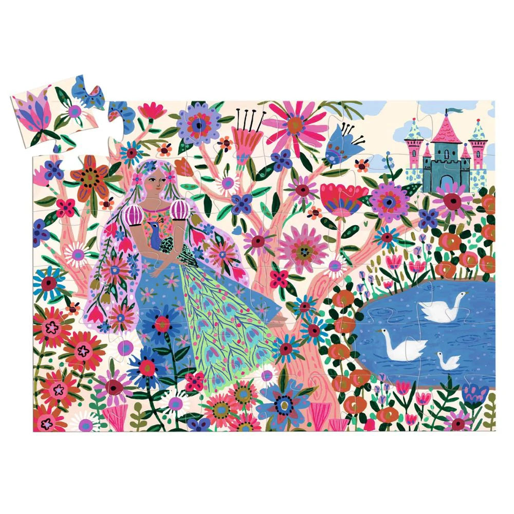 (Pre-Order) Djeco Silhouette Puzzle - The Princess and her Peacock