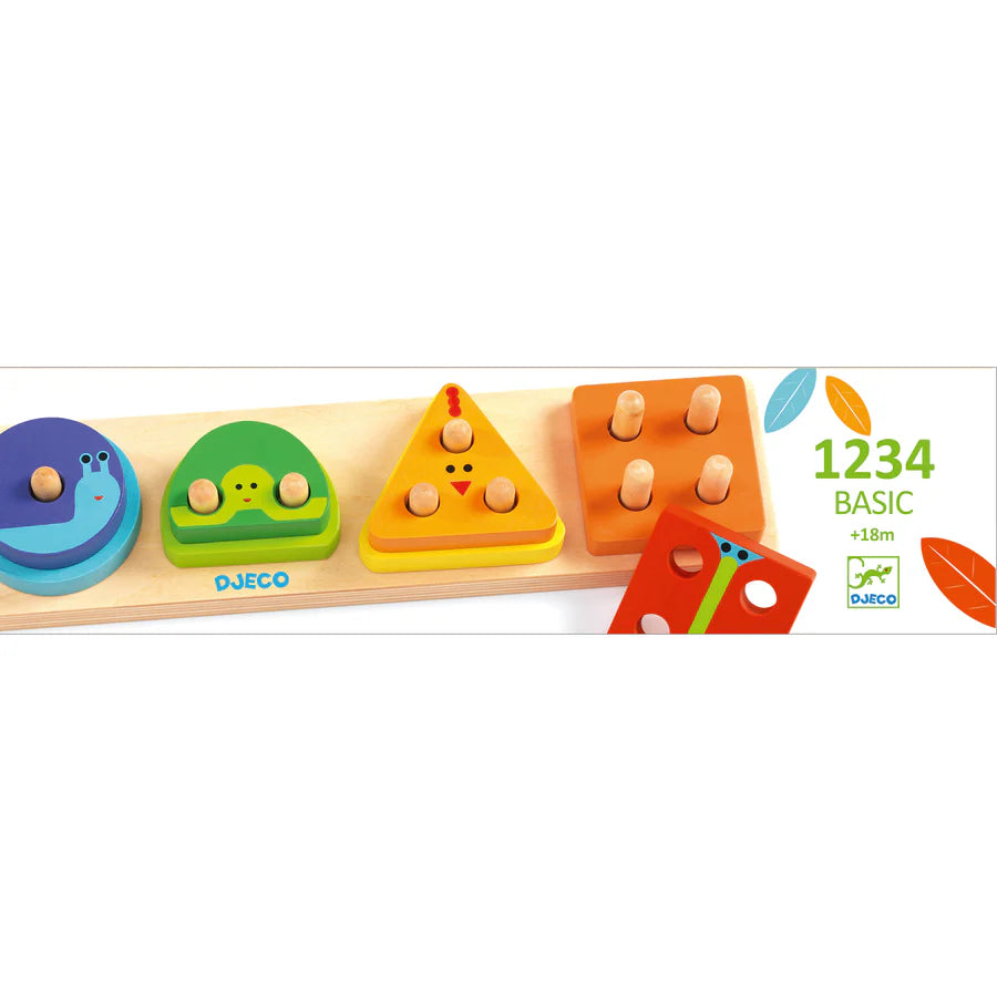 (Pre-Order) Djeco 1234 Basic Wooden Shape Sorting Stacker