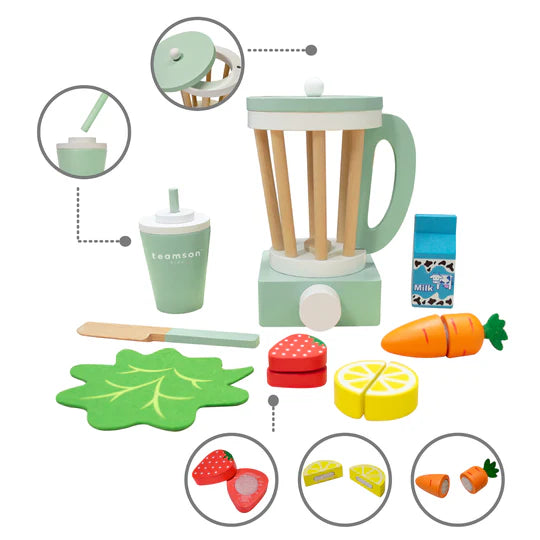(PRE-ORDER)Teamson Kids Little Chef Frankfurt Wooden Blender Play Kitchen Accessories