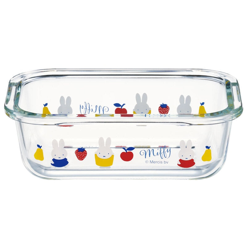 (Pre-Order) Skater Heat-resistant glass container, 370ml, airtight, stylish, heat-resistant, dishwasher-safe, and designed by Miffy