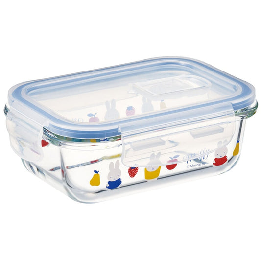 (Pre-Order) Skater Heat-resistant glass container, 370ml, airtight, stylish, heat-resistant, dishwasher-safe, and designed by Miffy