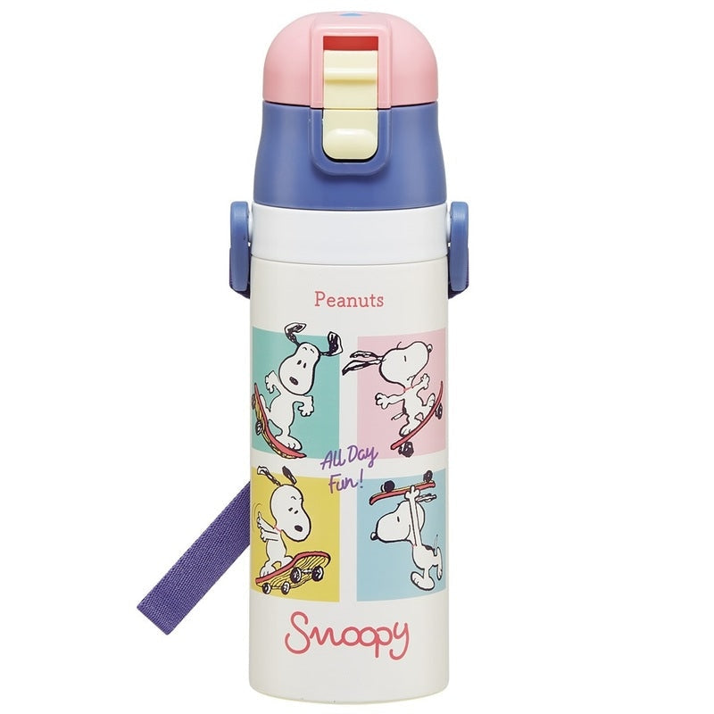 (Pre-Order) Skater Ultra-lightweight stainless steel bottle, 470ml, Snoopy skateboard