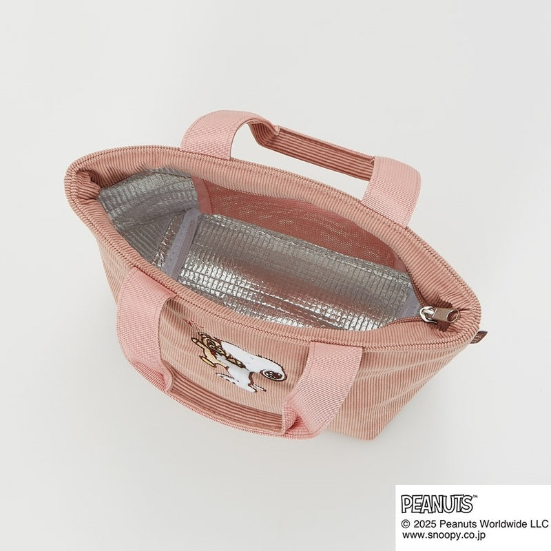 (Pre-Order) Skater Lunch Bag Corduroy Fabric Heat Insulation Cold Insulation Gusset Wide Bag Lunch Box Snoopy