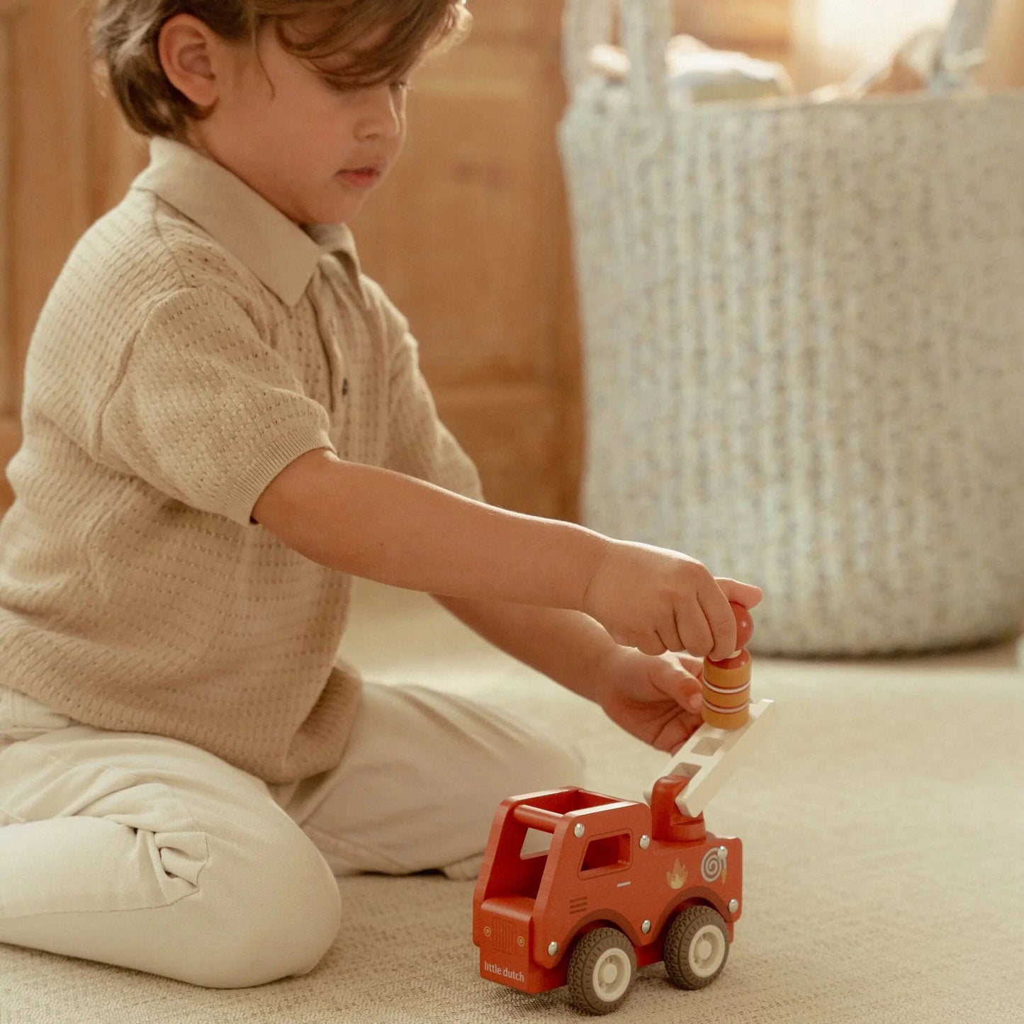(Pre-Order) Little Dutch Wooden fire truck – Red – Essentials