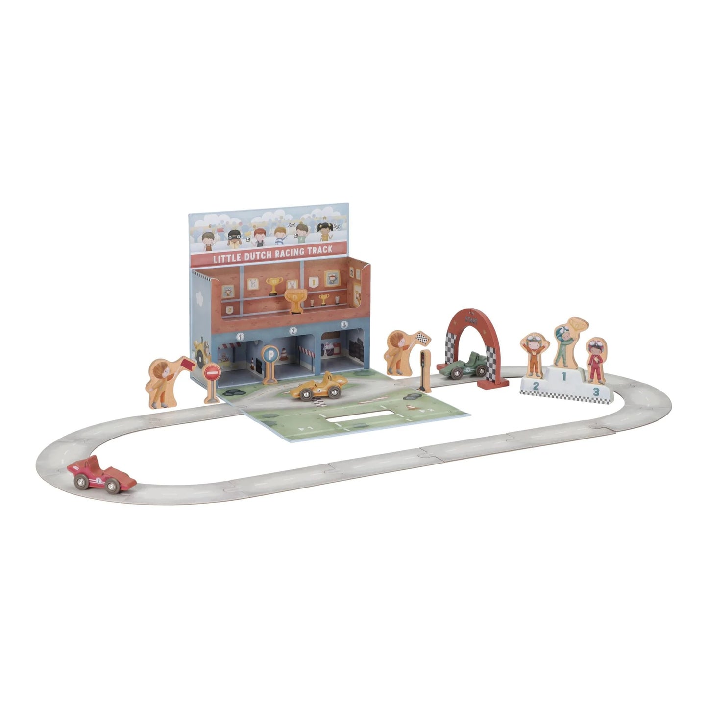 )Pre-Order) Little Dutch Wooden racetrack in play case – Multicolored – Essentials