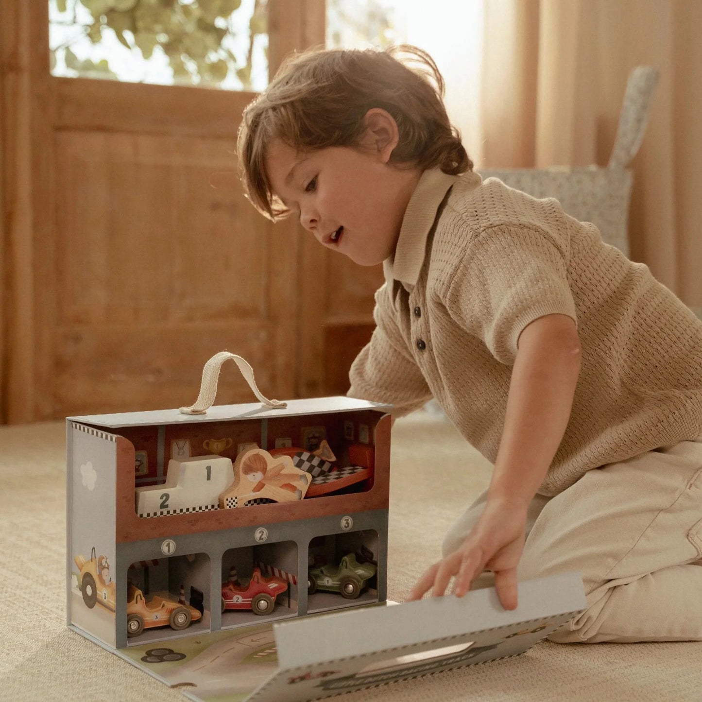 )Pre-Order) Little Dutch Wooden racetrack in play case – Multicolored – Essentials